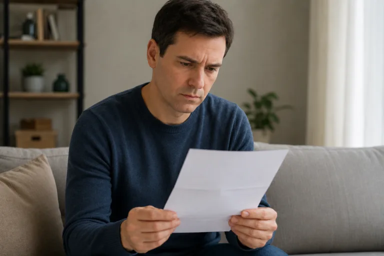 Man reading Michigan driver's license restoration denial letter