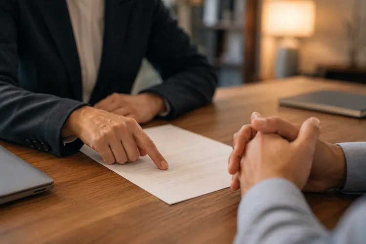 Attorney reviewing Michigan license restoration denial order with client