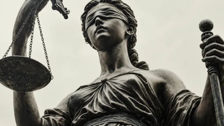 Blindfolded Lady Justice holding the scales of justice
