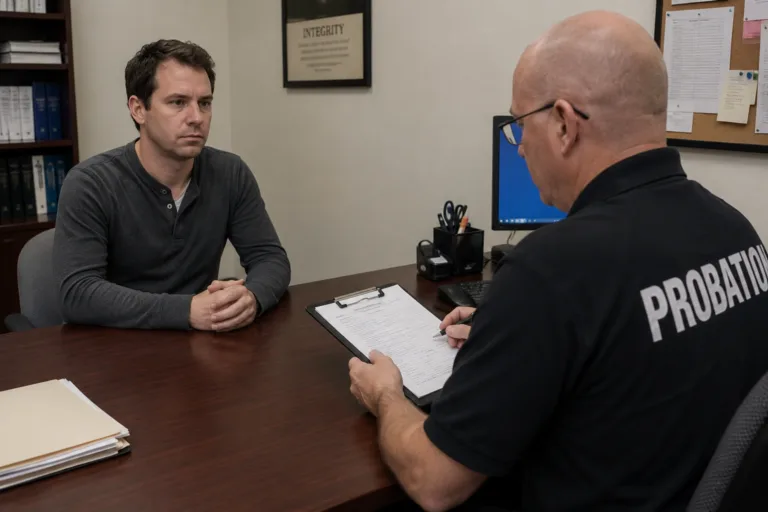 Man meeting with probation officer during Michigan DUI probation check-in