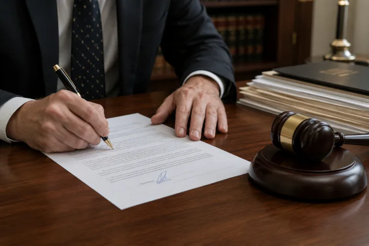Judge signing probation order in a Michigan DUI case