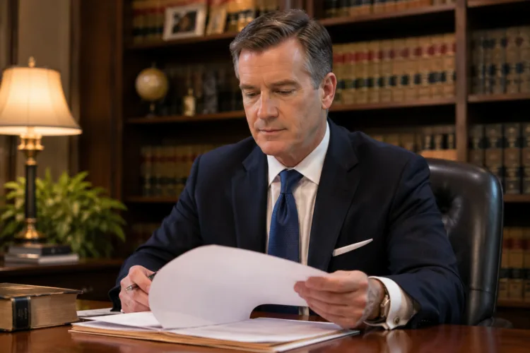 Michigan DWLS defense attorney reviewing suspended license case in law office