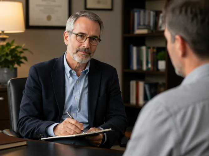 Specialist psychologist conducting assessment for Michigan indecent exposure defense case