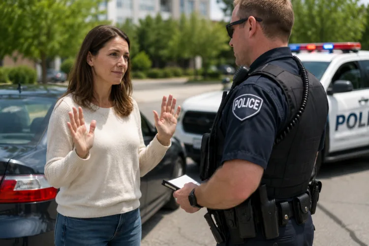 Man calmly exercising right to remain silent during police questioning