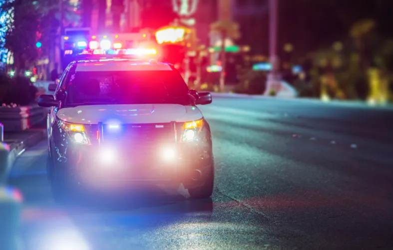 out-of-state DUI arrest Michigan police cruiser emergency lights