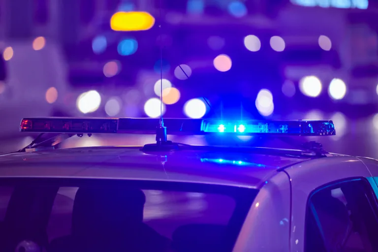 Michigan DUI arrest police lights at night