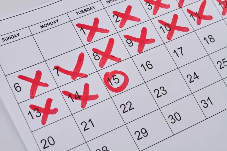 Sobriety time needed for a Michigan driver’s license restoration appeal shown on a marked calendar