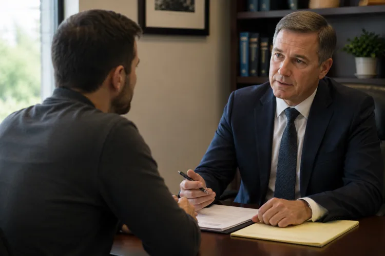 DUI defense attorney consulting with client about 41A District Court case in Shelby Township Michigan
