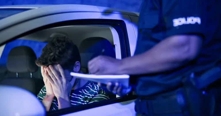 Traffic stop, man frustrated in car with police at window